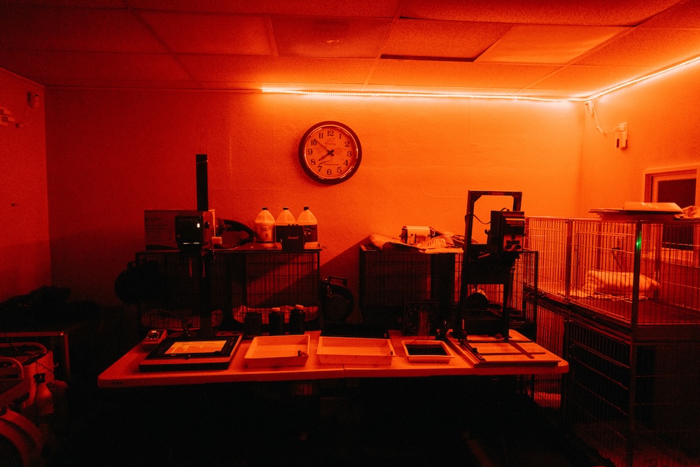 Red lit darkroom